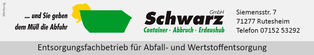 Schwarz Container Abbruch Erdaushub